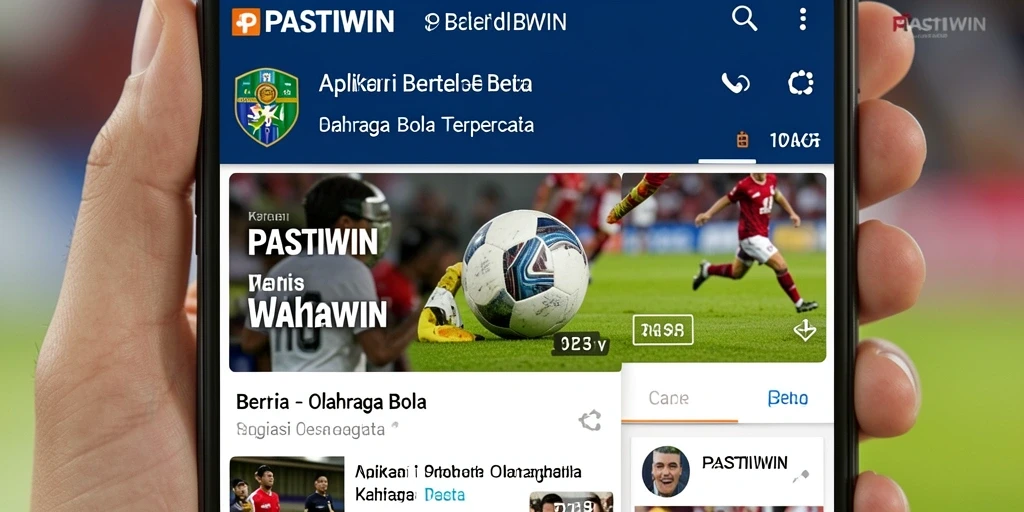 Antarmuka aplikasi PASTIWIN dengan berita olahraga bola terbaru.